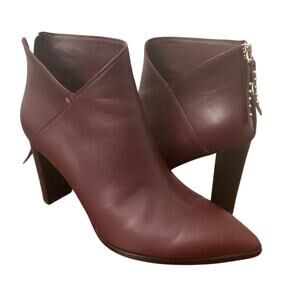 Paige Kenna Burgundy Leather Heeled Ankle Bootie Size 8.5